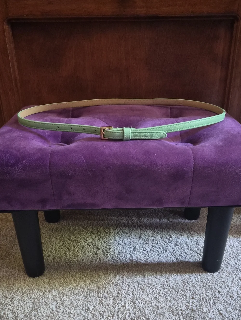 J. Crew Mint Green Slim Leather Belt with Gold Buckle Sz Small